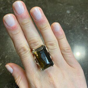 Tiger's Eye Rectangular Ring Size 9